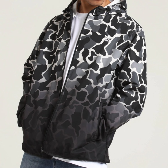 Men’s Adidas Camouflage Dip-Dyed Windbreaker Jacket Black White Size Small